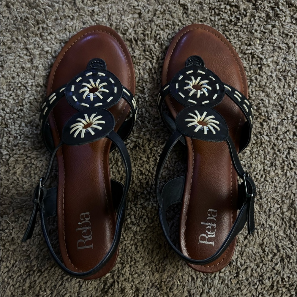 Reba Concho Black Sandal. Size 9